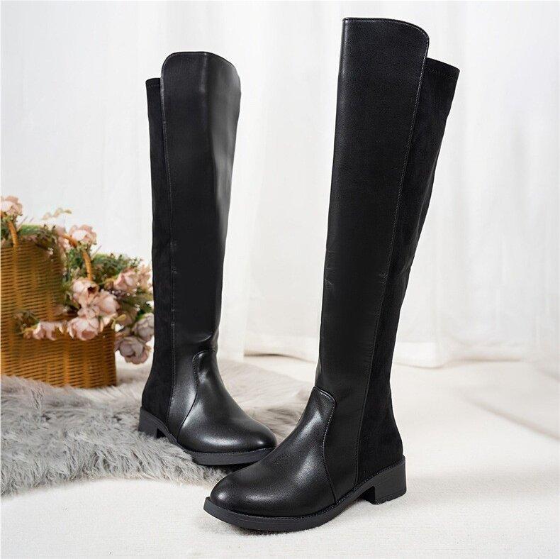

Woman Knee-high Boots New 2026 Autumn British Comfortable Non Slip Woman Long Boots Vintage Large Size Women s Boots Botas Mujer 36 чорний