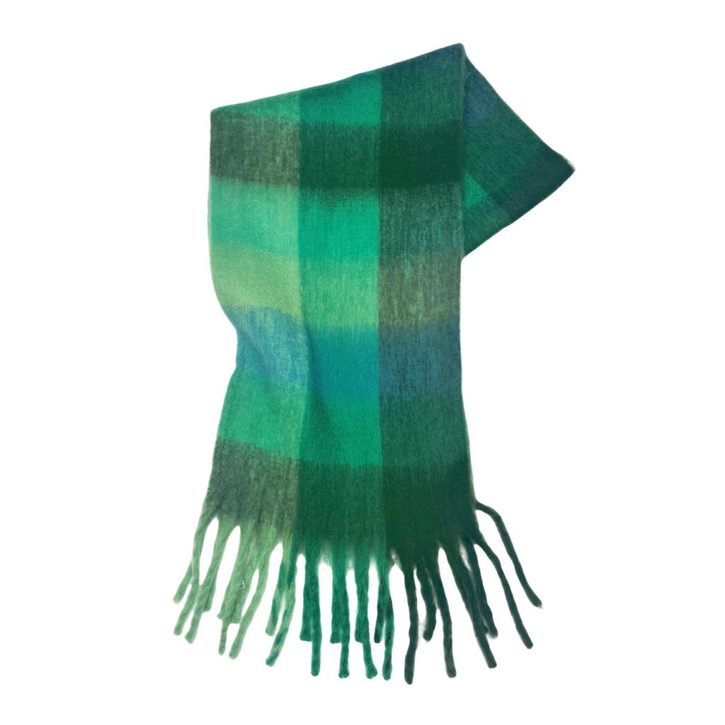 Women's High-Grade Colorful Plaid Mohair Scarf - Thick, Warm, and Versatile for Winter