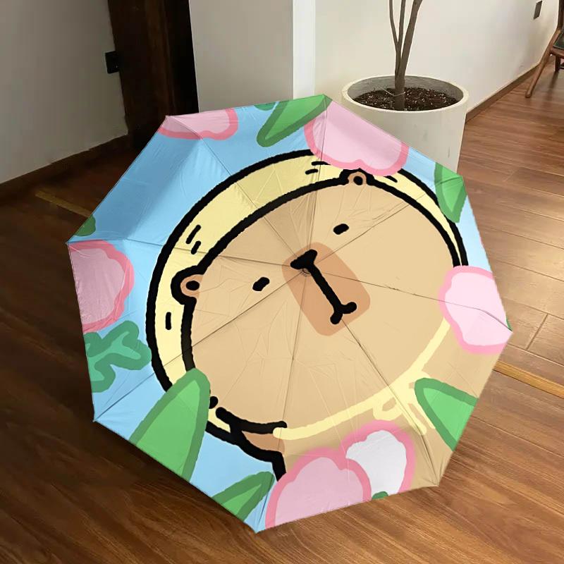 

1pc Cute Capybara Automatic Umbrella Durable Iron Frame & Plastic Handle, Gift for Men & Women, Sturdy Construction yy250905201