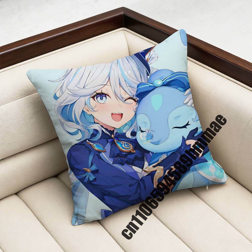 Genshin Impact Furina Throw Pillow Case Sham 45X45Cm 35X35Cm Square Home Pillowcase Cushion Cover