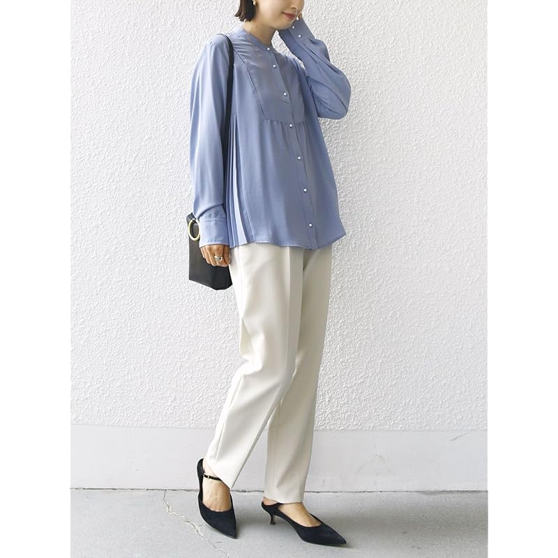 [Ships Ladies] SHIPS for women blouse Hand washable stretch georgette pleats 24SS ladies 311100734 sky blue M