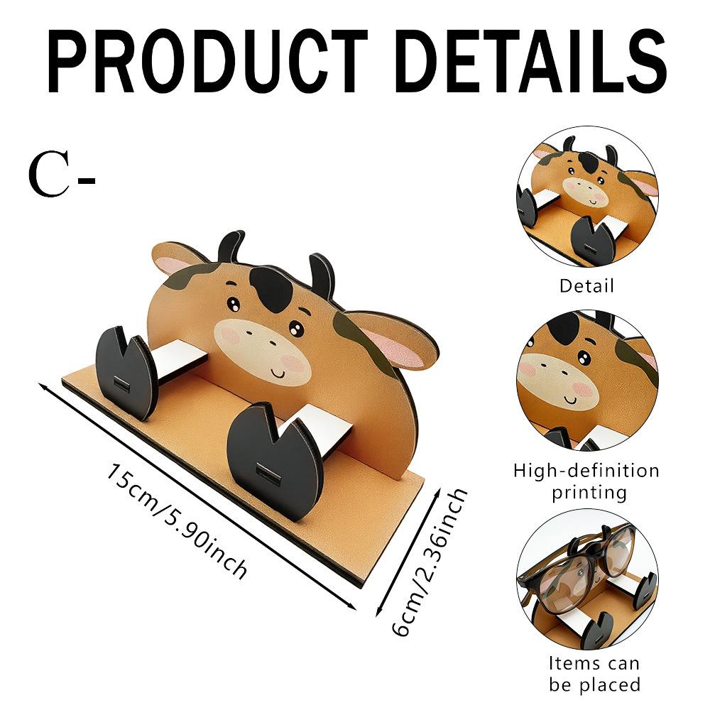 Wooden Animal Eyeglass Display Stand Hand Carved Glasses Organizer Holder for Office Study Bedroom Desk and Home Decoration