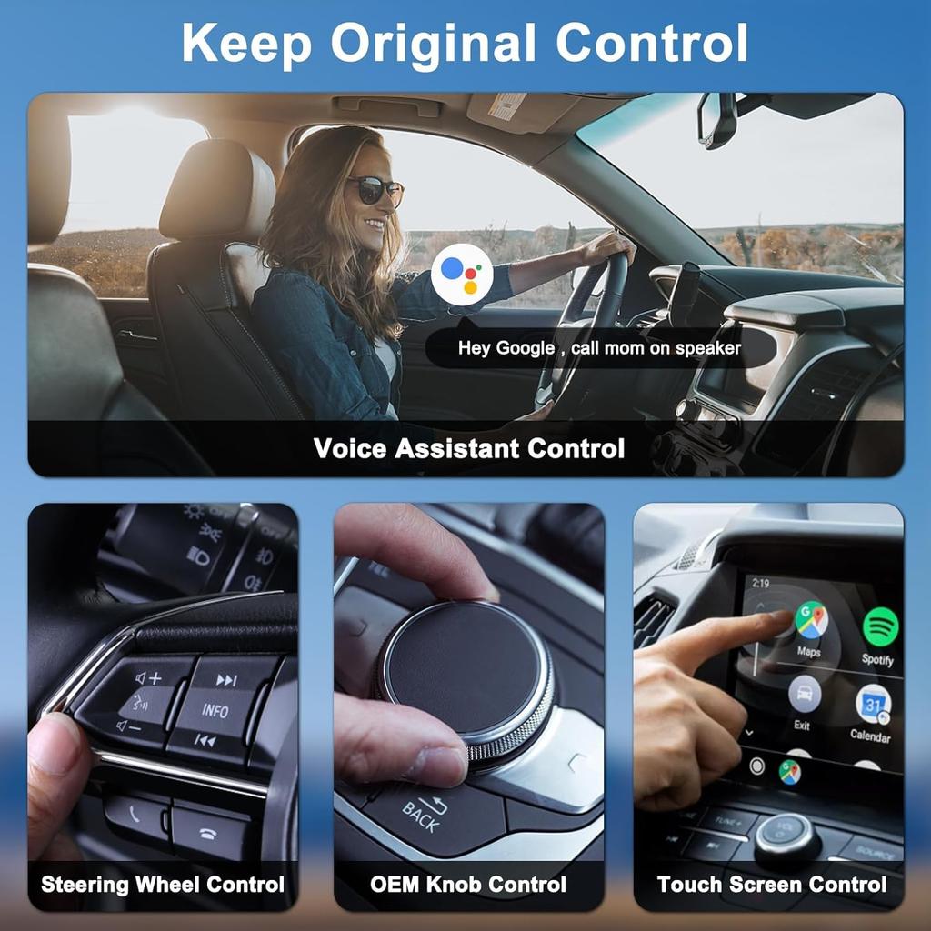 Android Auto Wireless Adapter, Wireless Android Auto Car Adapter for Wired Android Auto Cars Converts Wired to Wireless Easy Setup Plug & Play
