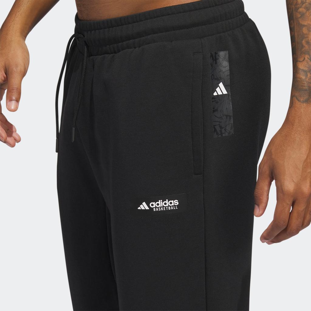 Adidas Solid Pattern Print Loose-Fit Sweatpants Men Bottoms Black IA2001