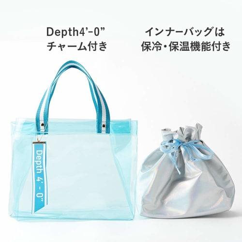 Asahi Koyo Lunch Bag, Insulated, Transparent, Clear Blue, with Inner Bag, Poolside Design, Depth 4'-0", 26x12x21cm