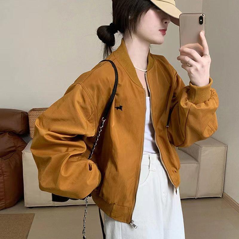 Damenmode Lockerer Lässiger Stil Frühlings-Baseballjacke Vielseitiges Dünnes Oberteil Normale Passform Langärmige Oberbekleidung