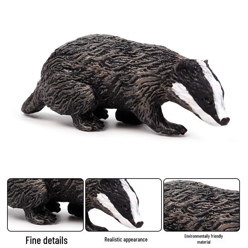 Realistic Wildlife Model Toys: Anteater, Badger, Beaver, Fox, Mink - Plastic Figurines for Children.