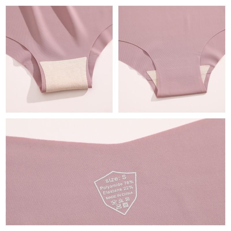 FINETOO Women Ice Silk Panties High-Waist Underwear Seamless and Traceless Briefs Solid Color Lingerie