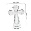VINTORKY Glass Cross Decorative Cross Statue Christian Cross Figurine Tabletop Cross Figurine Easter Cross Sculpture Blessing