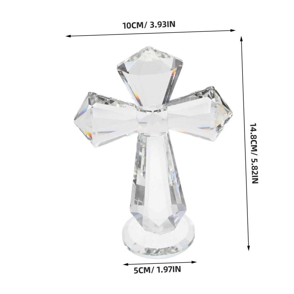VINTORKY Glass Cross Decorative Cross Statue Christian Cross Figurine Tabletop Cross Figurine Easter Cross Sculpture Blessing