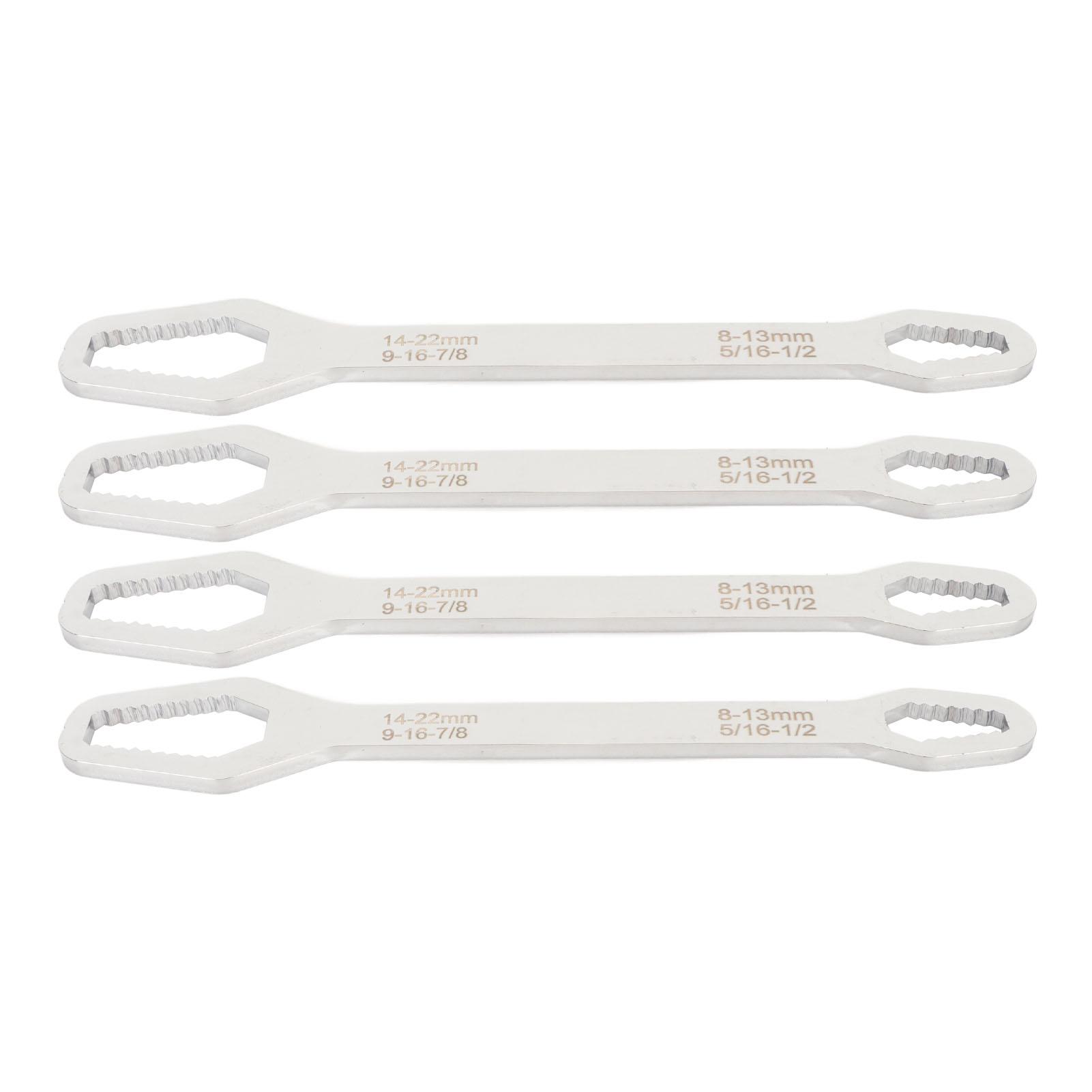 

4Pcs Self Tightening Wrench 8 to 13mm 14 to 22mm 60HRC Steel Double Ended 9.1in Wrench for Home Industry