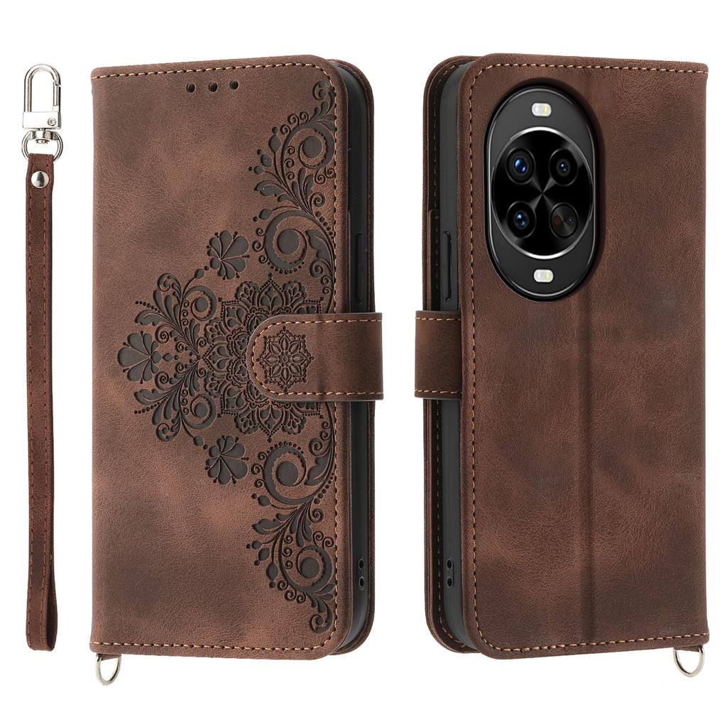For Huawei nova 14 Pro 5G Case Flower Pattern PU Leather Wallet Phone Cover with Strap
