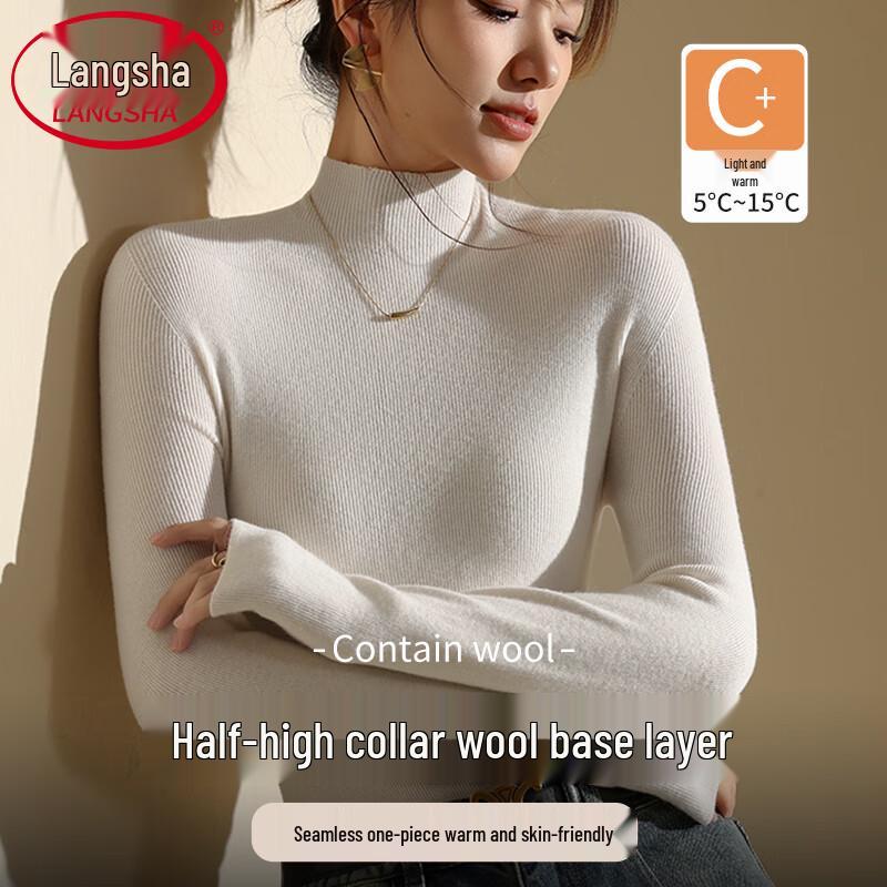 

Langsha Women s Wool Blend Mock Neck Knit Top XL