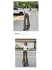 Unisex Retro American High-Street Brown & Green Wide-Leg Jeans - Spring & Autumn Casual Floor-Length Pants.