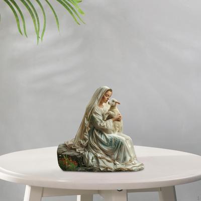 Blessed Mary Figurine Tabletop Ornament, Holiday Festival Mantel Fireplace Decor, Sculpture
