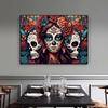 Festive and Mysterious Mexican Girl Day of Dead Gothic Sugar Skulls Canvas Painting Posters Prints Wall Art Picture Home Decor