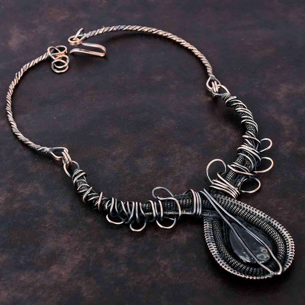 Psilomelane Necklace Copper Wire Wrapped Necklace Handmade Jewelry Adjustable Necklace Genuine Gemstone Necklace Copper Jewelry Gift For Her