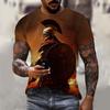 Samurai 3D Printed Short Sleeved T-shirt Summer Breathable Polyester Simple Round Neck Top