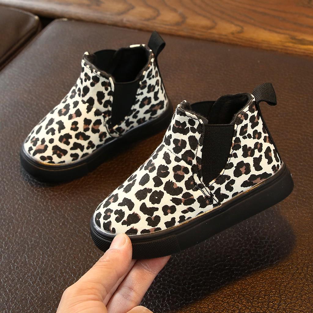 Children Kids Baby Girls Boys Leopard Winter Warm Short Boots Casual Shoes