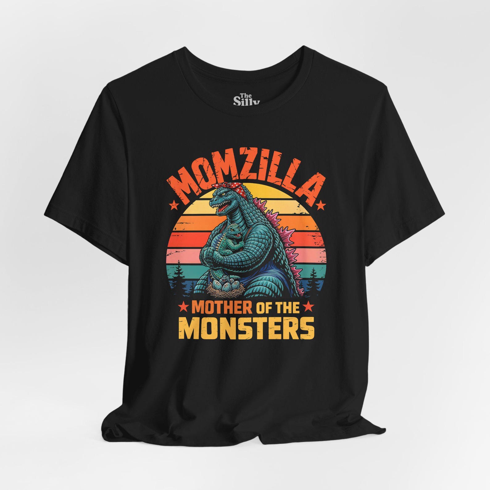 Momzilla Mother of Monsters Retro Dinosaur Shirt, Funny Mama Tee S
