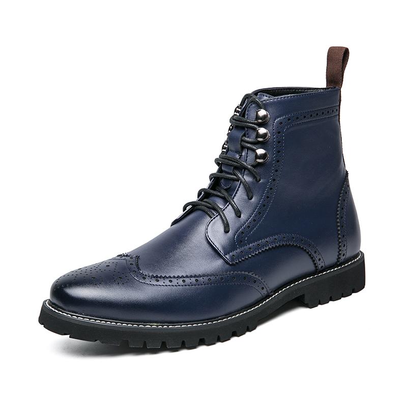 

Fashion Classic Brand Men s High Top Workwear Shoes Thick Soled Trendy Men s Business Casual Shoes Versatile Handsome Motorcycle Boots 48 синий