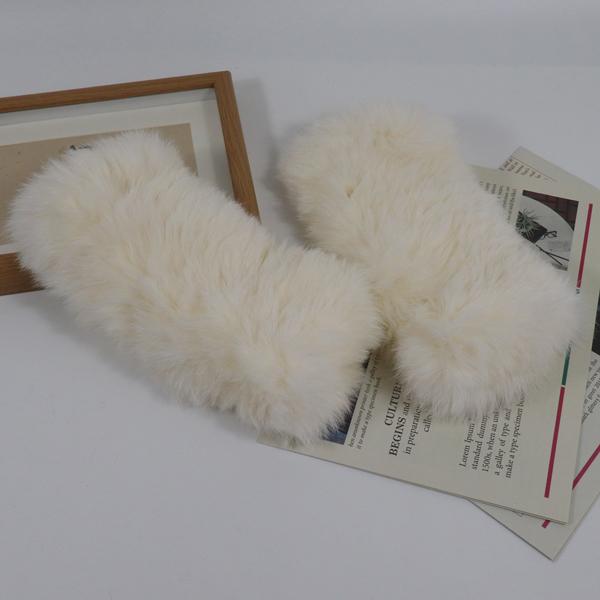 New winter women real rabbit fur gloves Length 25cm natural rabbit fur mittens Knitted warm female winter outdoor glove
