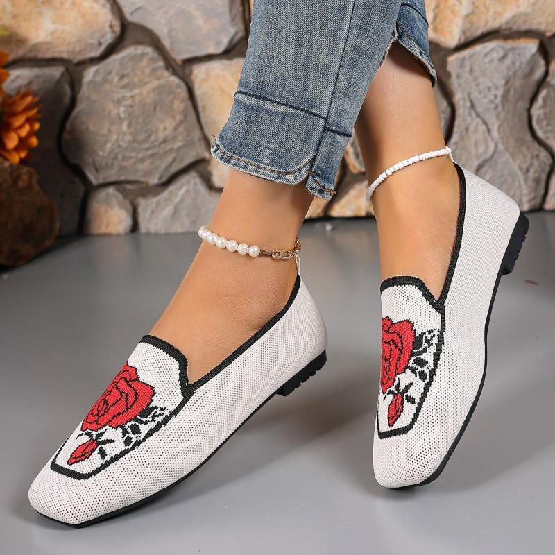 2025 New Flat Pumps Embroidered Breathable Work Shoes
