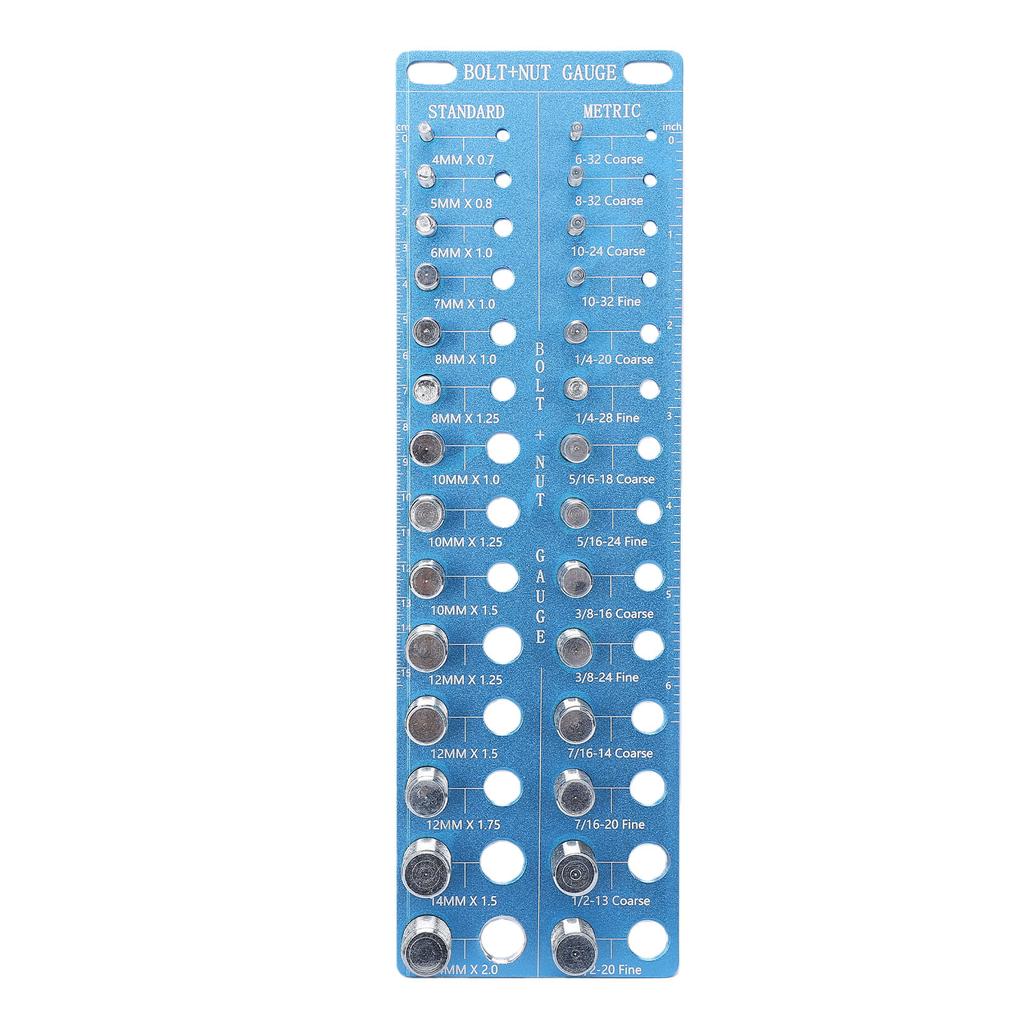 28 Piece Thread Checker Nut and Bolt Measuring Tool with 28 Standard Metric Sizes High Strength Aluminum Alloy for