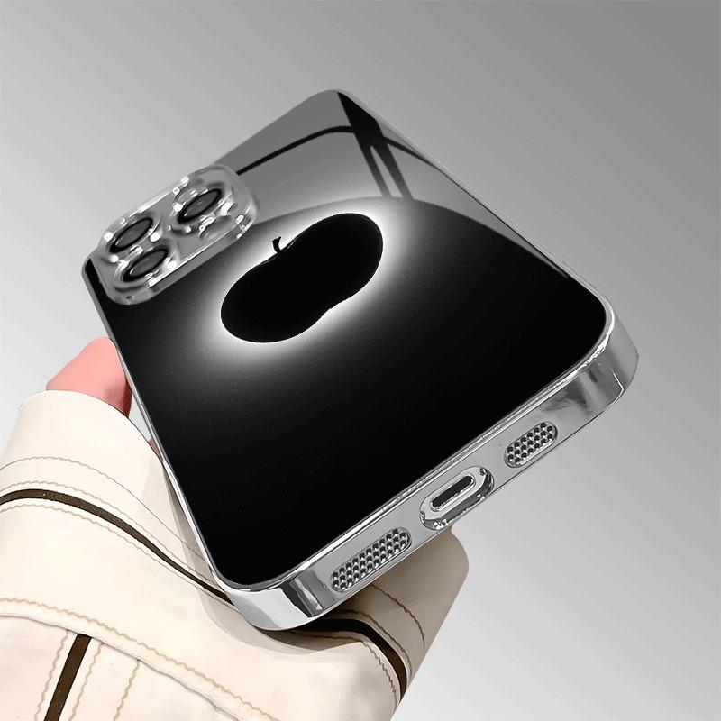 Einfacher Schwarz-Weiß-Stil Für Apple-Muster Glas Galvanisiertes Case Für iPhone 17 16 15 14 13 12 11 Pro Max Plus 16E 17Air Hülle