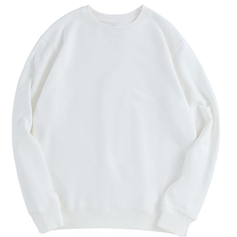 

Толстовка из плотного гребенного хлопка с круглым вырезом, пуловер, с длинным рукавом, повседневный топ для мужчин и женщин, удобная, стильная, на каждый день XXXL белый