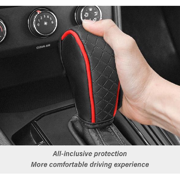 Leather Gear Shift Cover Diamond Embroidery Design,Durable Shift Knob Cover for Shift Lever Protection,Universal Car Gear Shift Cover Car Decorative