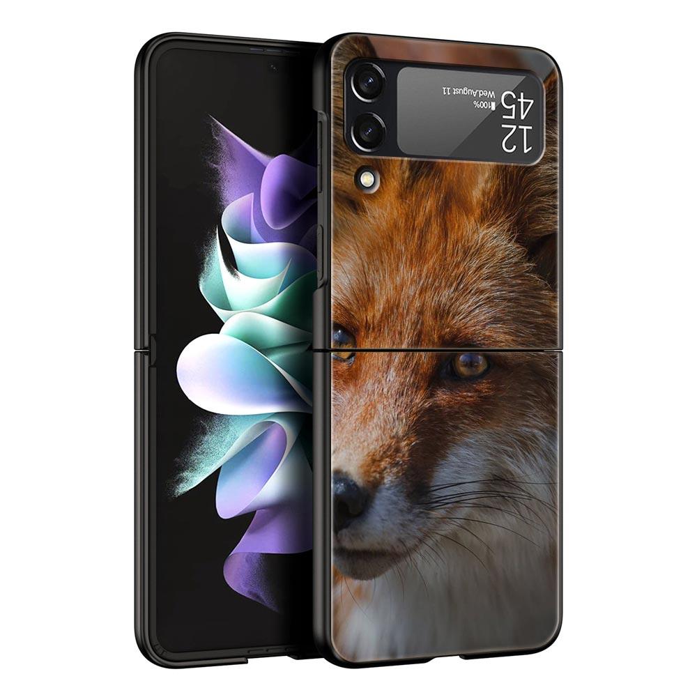 Cute Red Fox dárkové pouzdro na luxusní telefon Samsung GalaxyZ Flip 4 5 Fold Black Hard PC Shell pro Samsung Z Flip 3 Cover Couqe