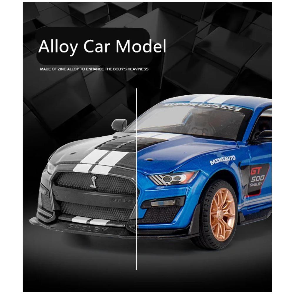 1/24 Ford Mustang Shelby GT500 Alloy Sports Car Model Diecast Metal Toy Car Model High Simulation Sound and Light Childrens Gift