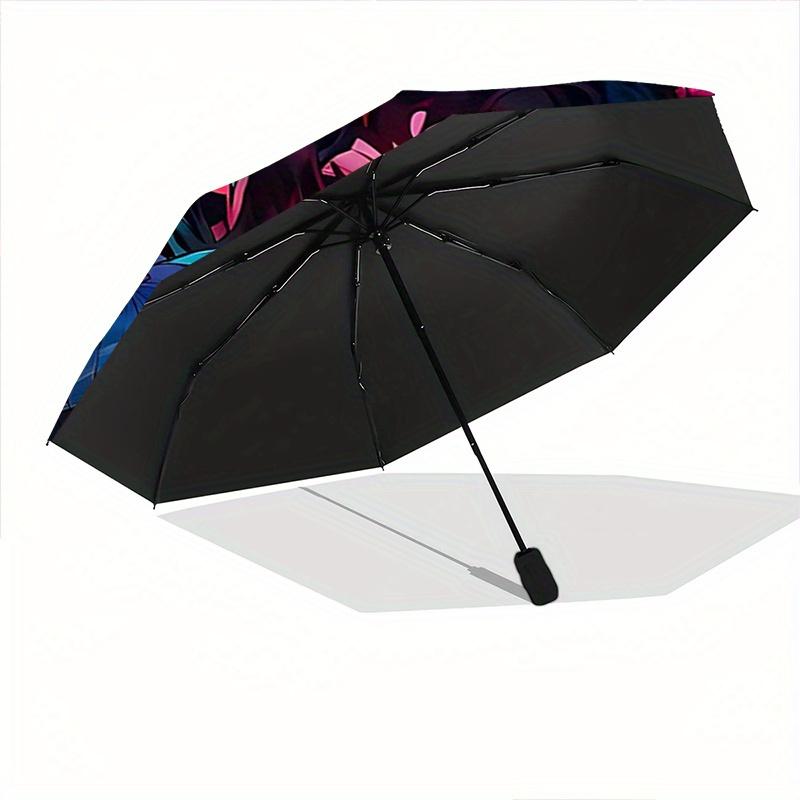 1pc Flaming Anime Characters Automatic Umbrella Design, Cute Cartoon Pattern, Portable Outdoor Umbrella, Perfect Y037
