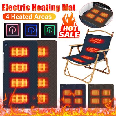 Winter USB Heating Pad Home Thermal Mat 4 Heated Areas Camping Chair Heated Cushion Warm Pad for Indoor Outoor Camping Fishing