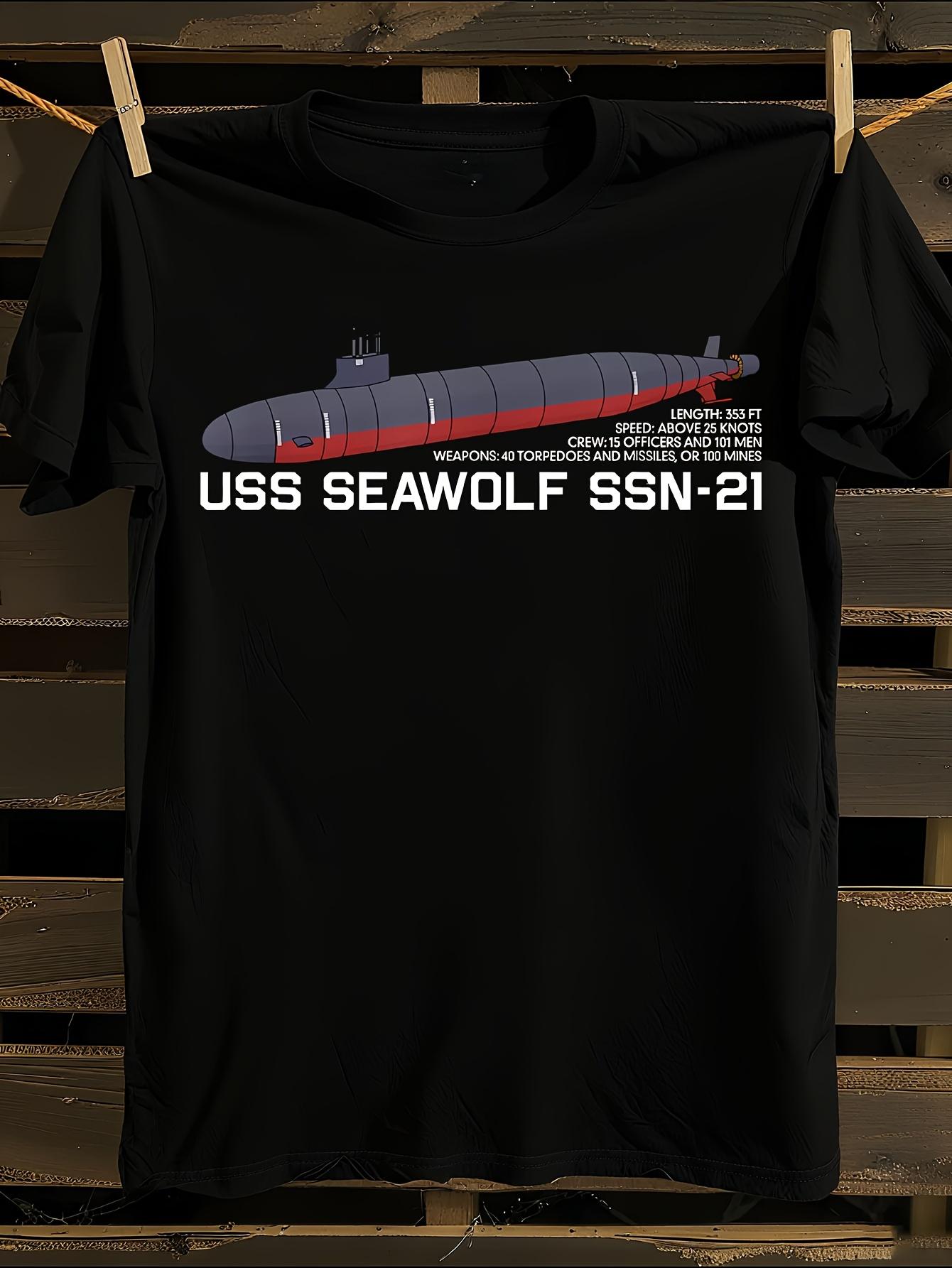 USS Seawolf SSN-21 Submarine Graphic T-Shirt XXL