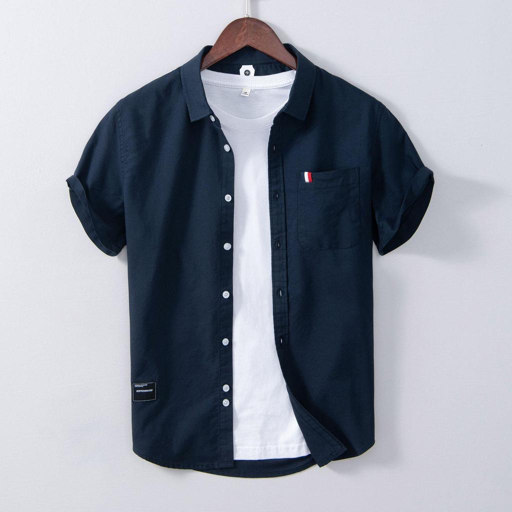 Cotton Business Casual Men's Short-sleeve Shirt White Formal Work Shirt