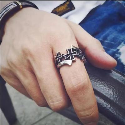 Retro Punk Heavy Wide Abstract Art Cross Ring Street Fashion Ring pro muže a ženy