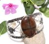 Huge Chiastolite (Cross Stone) 925 Silver Plated Bangle 6.5" Most Beautiful s8h52