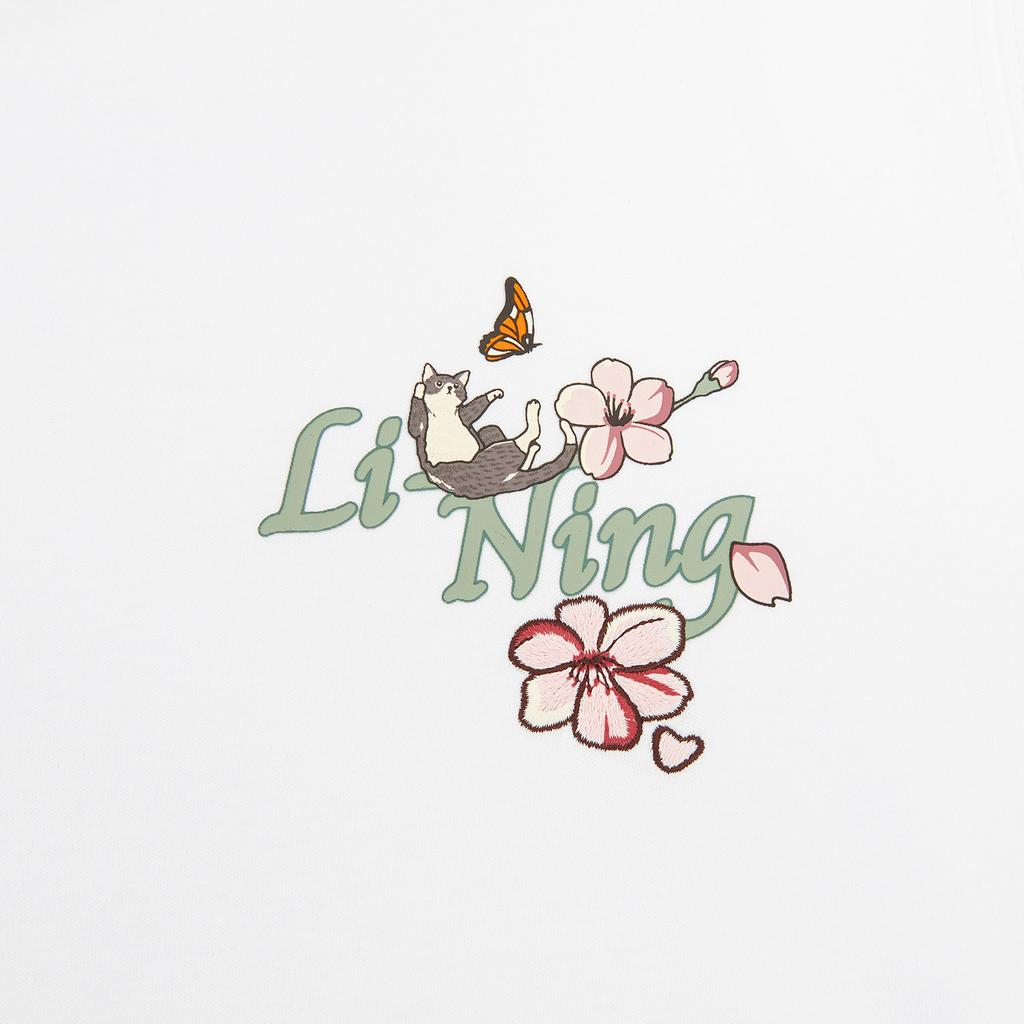 Li-Ning Sport Lifestyle Series Pattern Print Embroidered Round Neck T-Shirt Women tops ATSW310-6