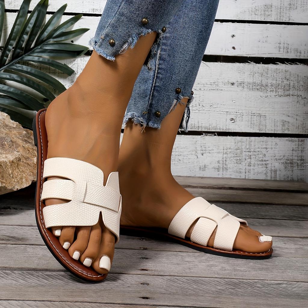 Summer New Daily All-Match Solid Color Vacation Casual Comfortable Elegant Plus Size Women'S Slippers, Women Shoes