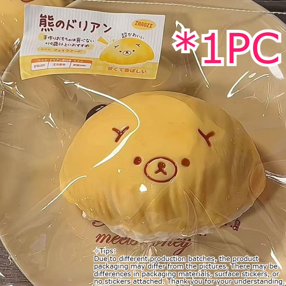 Silicone Bear Food Squishy With Sticky Bag Mud Feel, Multi Shapes Radish Melon Durian Dumpling Soft Squeeze Toy