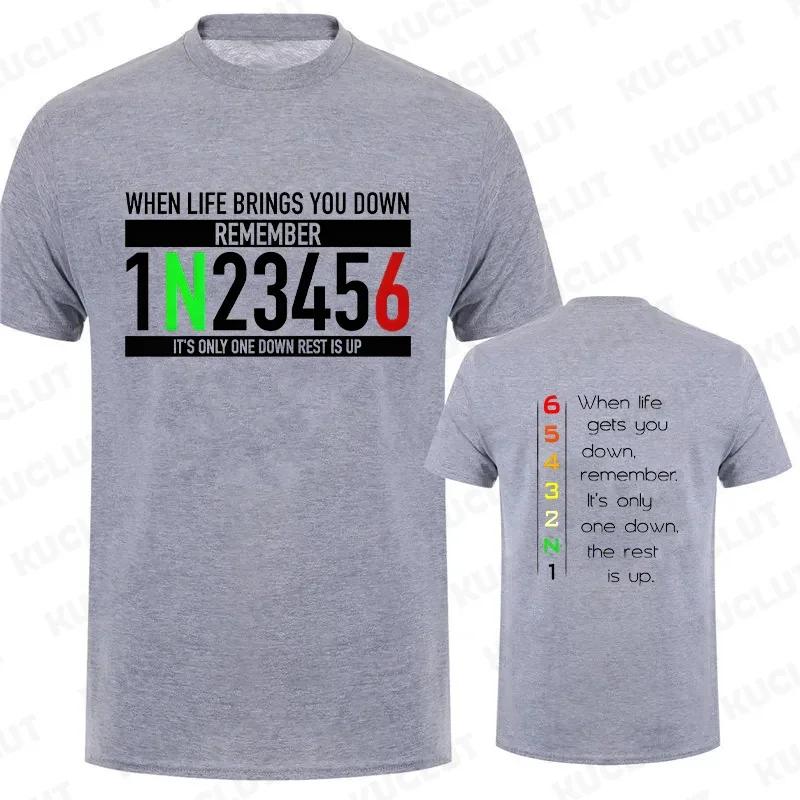 Motorcycle Gear Graphic T Shirts for Men Classic Male Tshirts When Life Gets You Down Print Tees Men Oversized Y2k Clothing