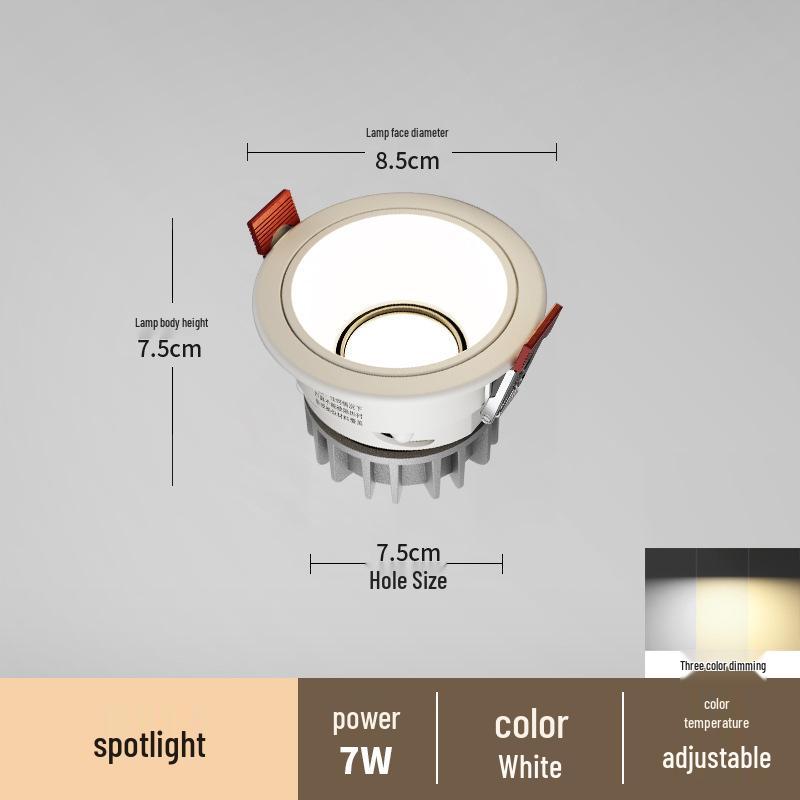 Spot încastrat fără ramă anti-orbire pentru sufragerii și holuri