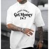 European Sizes Men's "Get Money" Graphic Crew Neck T-Shirt - Soft, Comfortable & Machine Washable, Casual Bohemian Style, All-Season Wear,