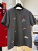 Women's Gray Pony Print Short-Sleeve T-shirt: 2026 Early Spring Slimming Loose Fit