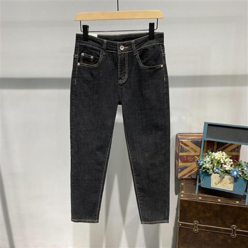 WTEMPO Sommer Herren Gerade Lockere Jeans Einfarbig Dünne Sektion Stretch Slim Jeans Einfache Lässige Atmungsaktive Dreiviertelhose
