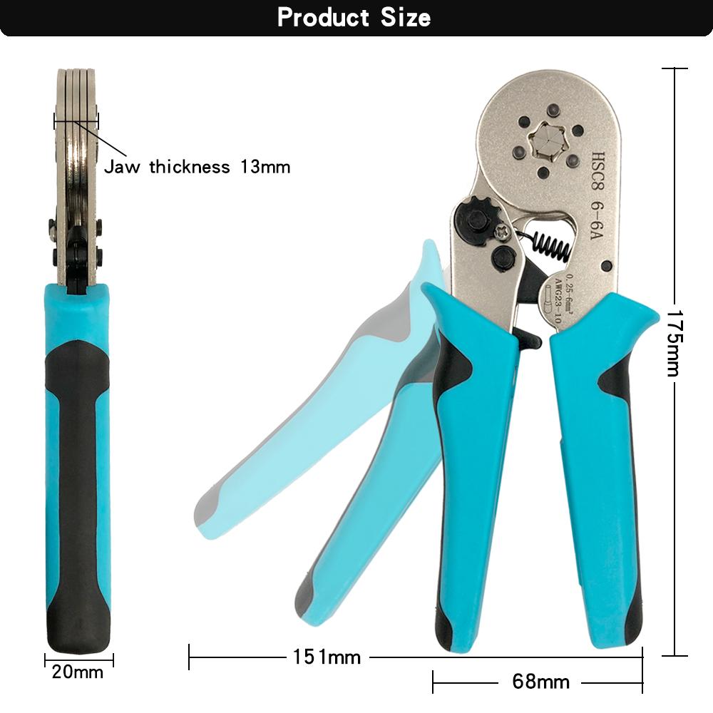 Crimping Pliers HSC8 6-4A 0.25mm²-10mm²/6-6A/16-6 0.08mm²-16mm² Tubular Terminal Ferrule Hand Tools
