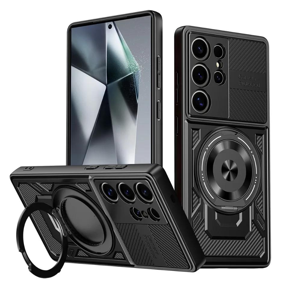 

Жесткий мягкий чехол для телефона Samsung Galaxy S25 S24 Ultra S23 Plus S21 FE A06 A56 A36 A26 A35 A25 вращающийся кронштейн защитный чехол Galaxy S22 Ultra