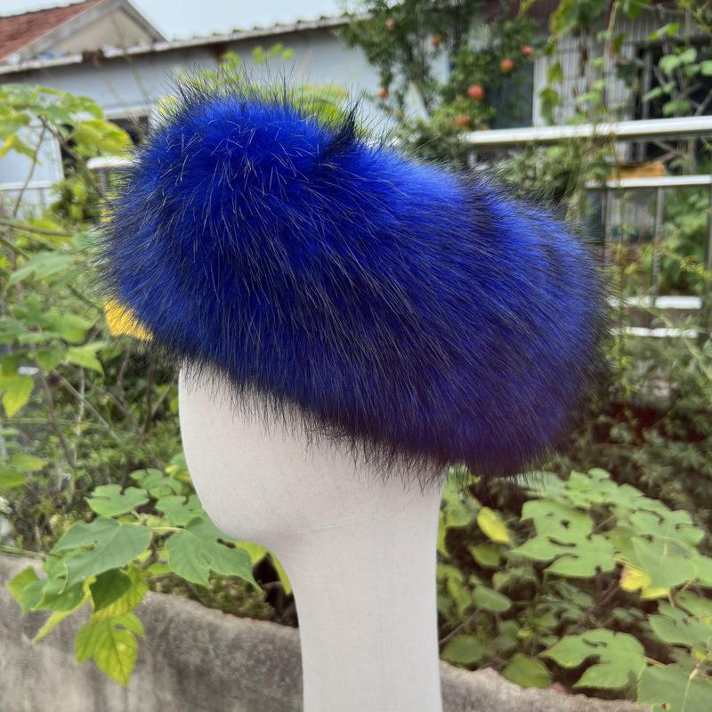 Unisex Thick Fur Dome Cap Retro Warm Flat Top Hat Outdoor Winter Accessories